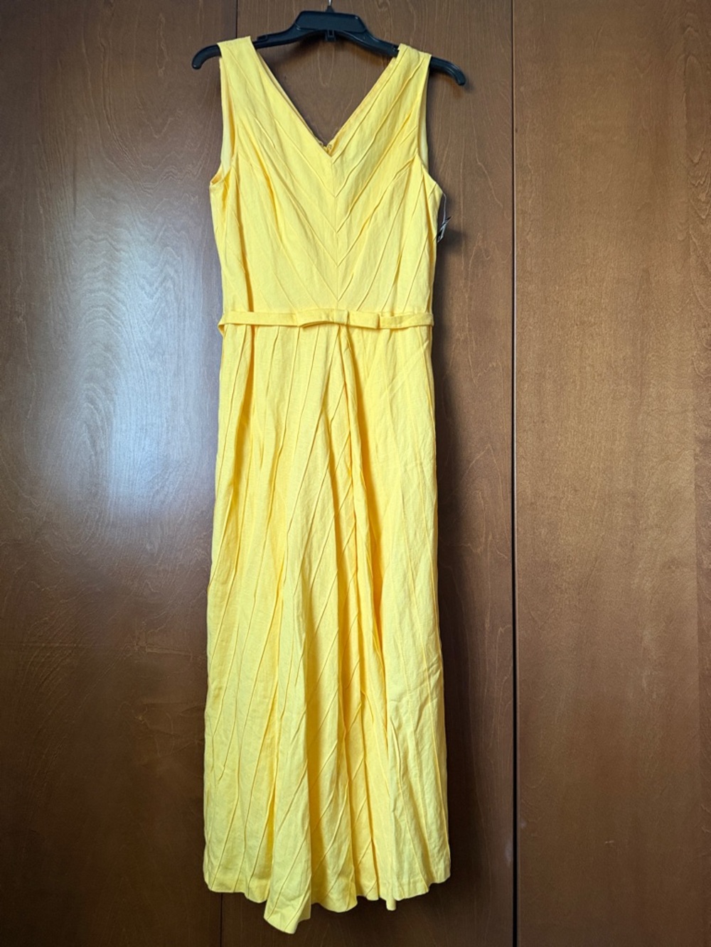 Positive Attitude Daffodil Yellow Linen Blend V Neck Dress NWT Sz 14
